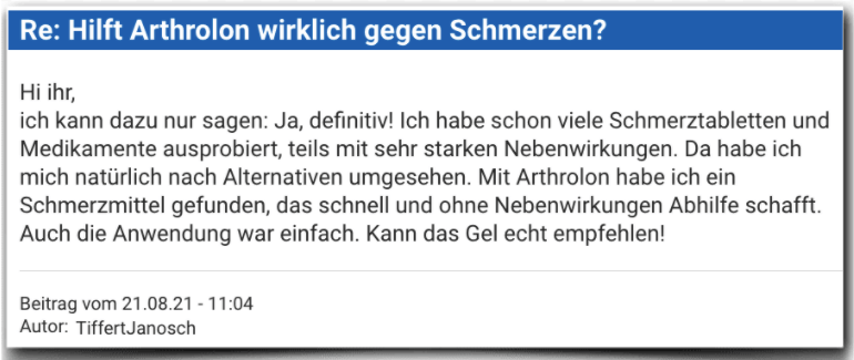 Arthrolon Erfahrungsbericht Bewertung Erfahrungen Arthrolon