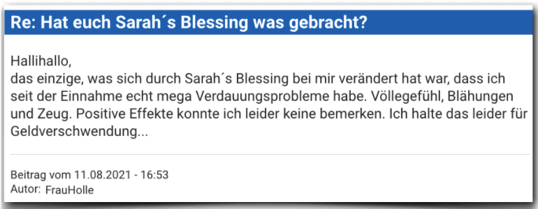 Sarah´s Blessing Erfahrungen Bewertung Erfahrungsbericht Sarah´s Blessing