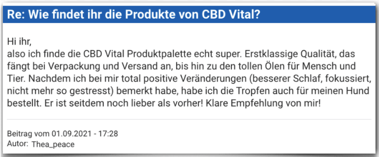 CBD Vital Erfahrungsbericht Bewertung Erfahrungen CBD Vital