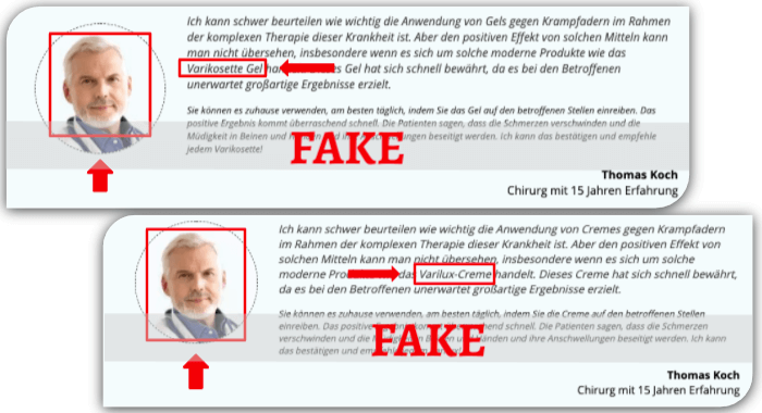 Varikosette Fake Arztbericht