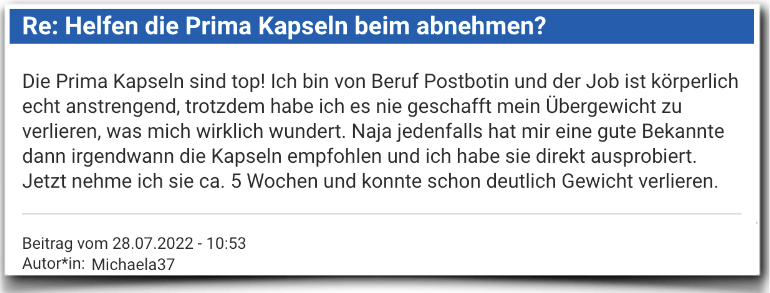 Prima Kapseln Erfahrungen Bewertung Erfahrungsbericht Prima Kapseln