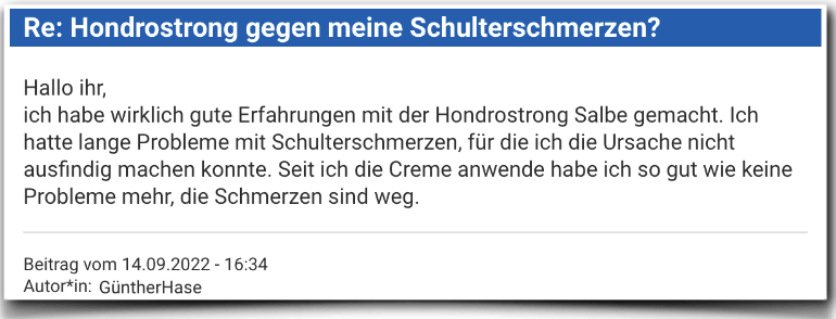 Hondrostrong Erfahrungsbericht Bewertung Erfahrungen Hondrostrong Creme