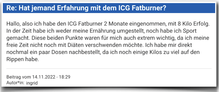ICG Fatburner Erfahrungen Bewertung Erfahrungsbericht ICG Fatburner