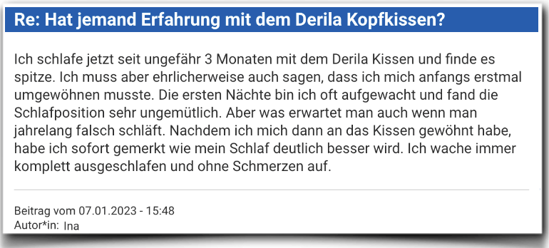 Derila Erfahrungen Bewertung Erfahrungsbericht Derila Kissen