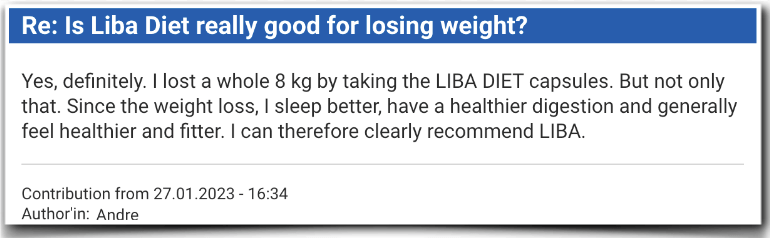 Liba Diet Experience Field reports Evaluation Liba Weight loss