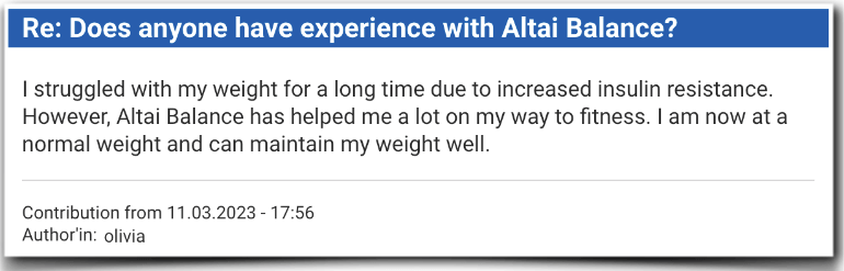 Altai Balance Experience Field reports Evaluation Altai Balance