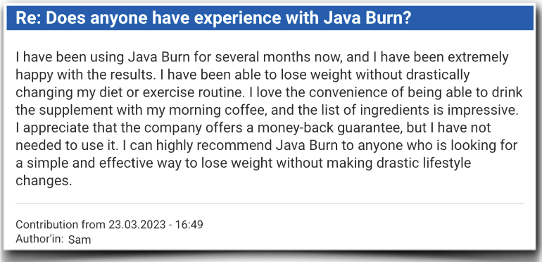 Java Burn Experience Field reports Evaluation Java Burn