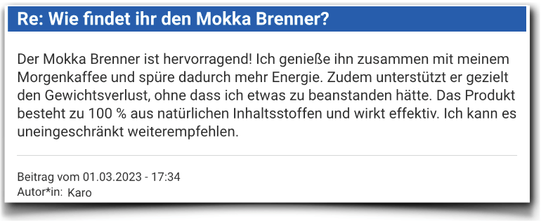 Mokka Brenner Erfahrungsberichte Erfahrungen Bewertungen