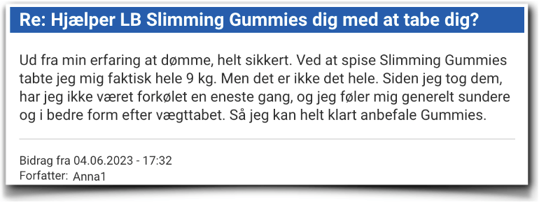 LB Slimming Gummies Erfaringsrapport Evaluering Slimming Gummies