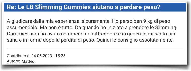 Relazione sull'esperienza di LB Slimming Gummies