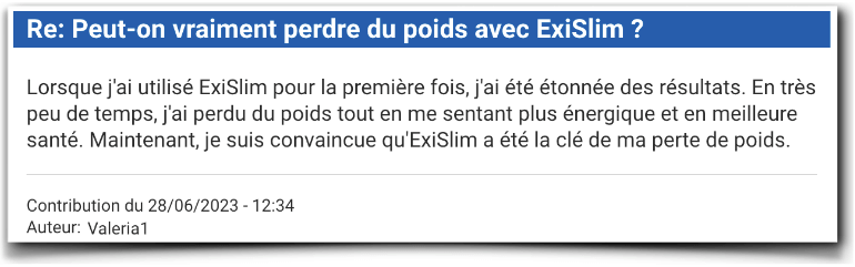 ExiSlim Experiences Temoignage Evaluation